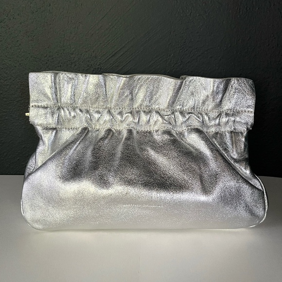 Silver Ruffle Carrie Clutch Crossbody by Loeffler Randall - Picture 1 of 5